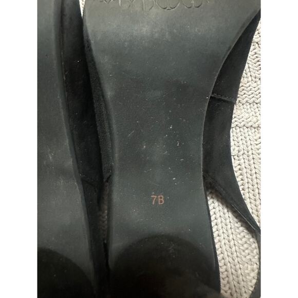 Talbots black suede ruffle sling back heels size 7 - Picture 9 of 10